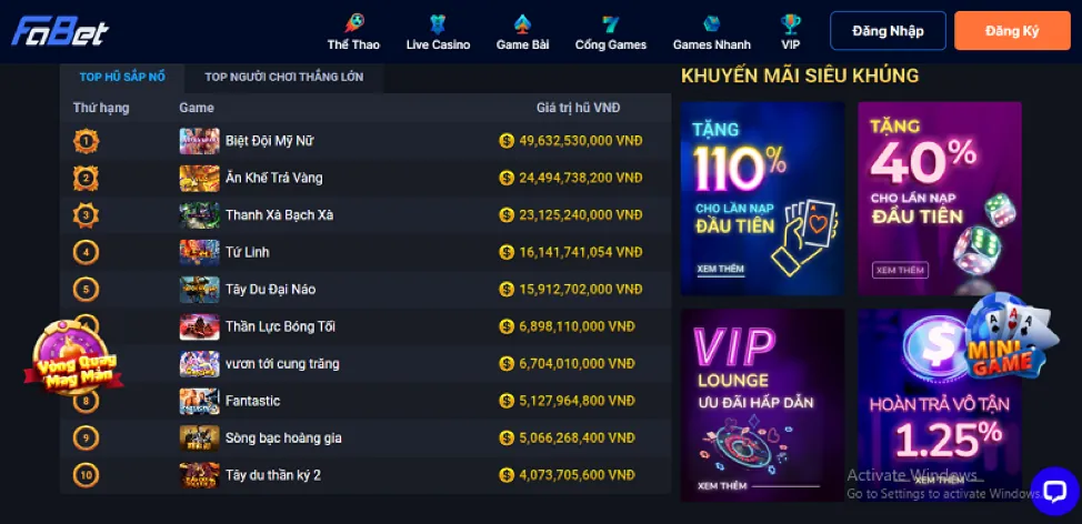 Giao diện game Nổ Hũ phổ biến